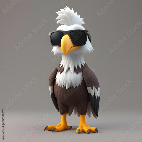 Cute Eagle Cartoon with  sunglasses photo