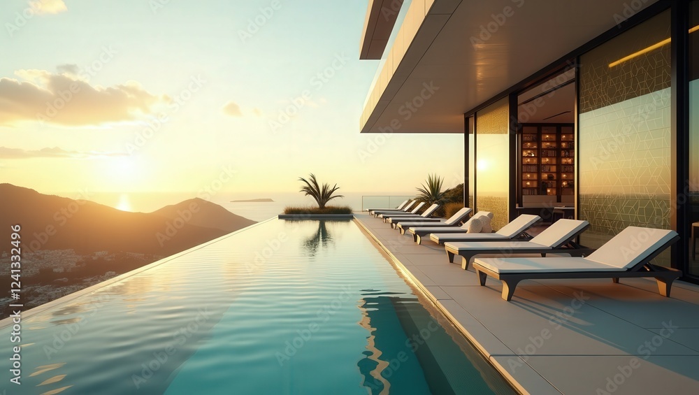 Fototapeta premium High-Tech design of Balcony On Sunny Day, cinematic photography