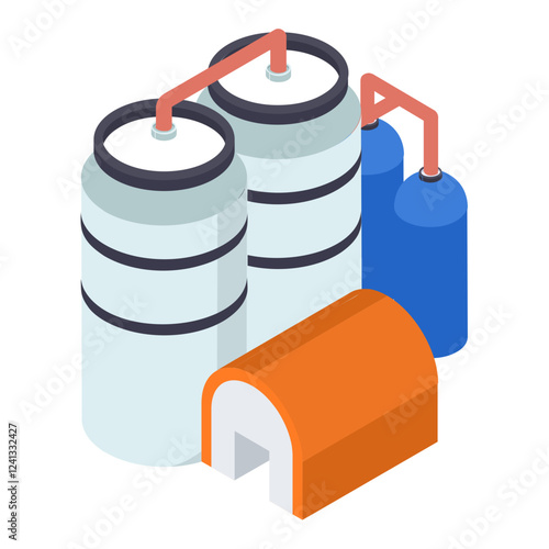 natural gas liquids processing unit isometric Concept, midstream facilities Vector color Icon Design, Oil and Gas industry Symbol, Petroleum  and gasoline Sign, Service and supply stock illustration