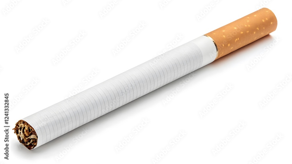 Single Smoldering Cigarette on white Background V2
