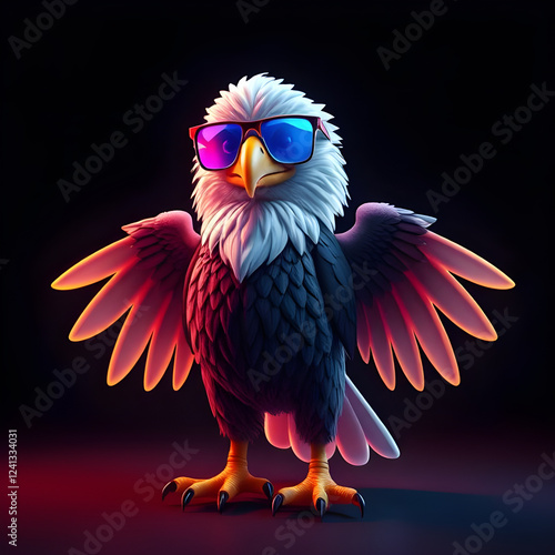 Cute Eagle Cartoon with  sunglasses photo