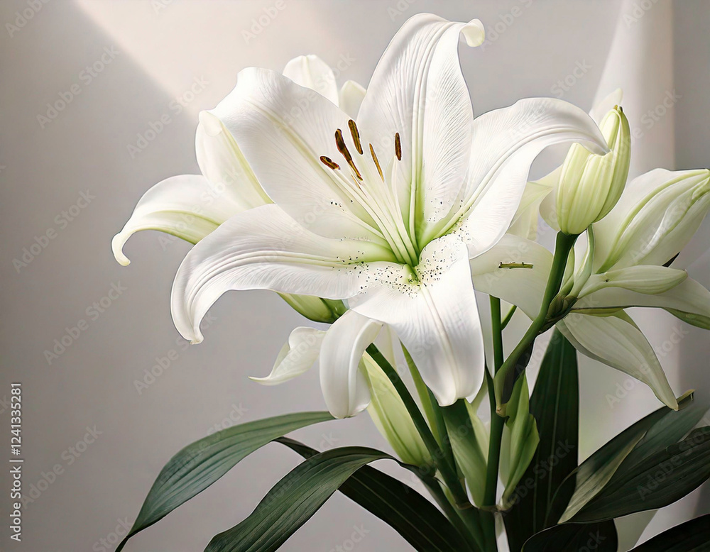 Fototapeta premium Minimalist Lily White Bright Aesthetic