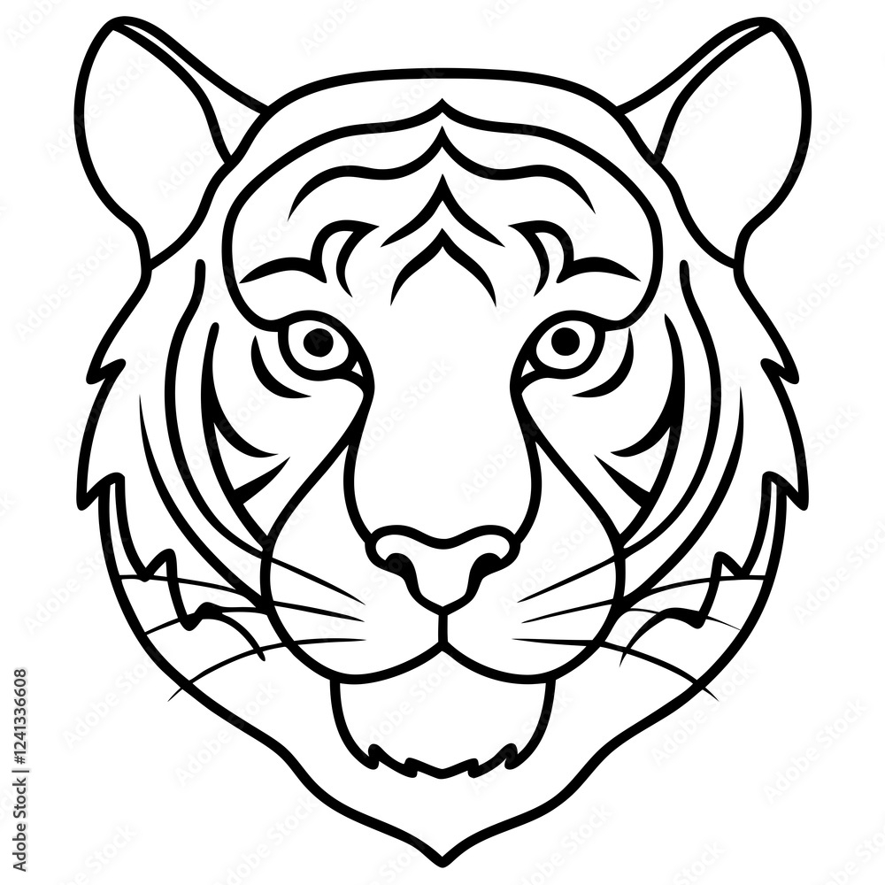 Obraz premium Sleek Tiger Head in Simple Line Art