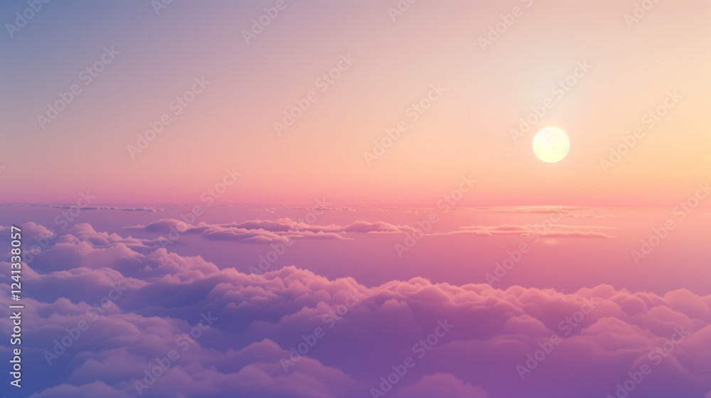 Fototapeta premium surreal egg-shaped portal floating above clouds with pastel colors and sunrise light