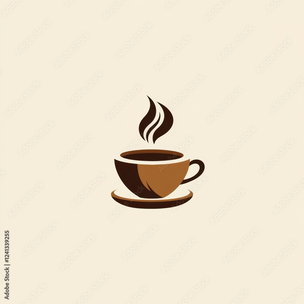 Flat design vector of a coffee cup on a light beige background, creating a minimalist aesthetic. Flat design vector of a coffee cup on a light beige background, creating a minimalist aesthetic.