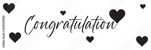 Hand drawn "Congratulations" lettering. Calligraphy text isolated on white background. Vector illustration lettering design.