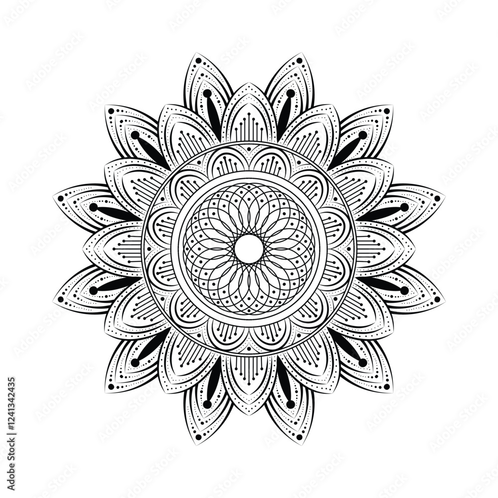 Geometric Mandala Pattern Design in Line Art Geometric Mandala Pattern Design in Line Art