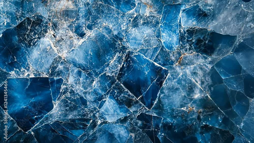 Beautiful blue ice texture with intricate patterns and fractures in a natural setting Beautiful blue ice texture with intricate patterns and fractures in a natural setting