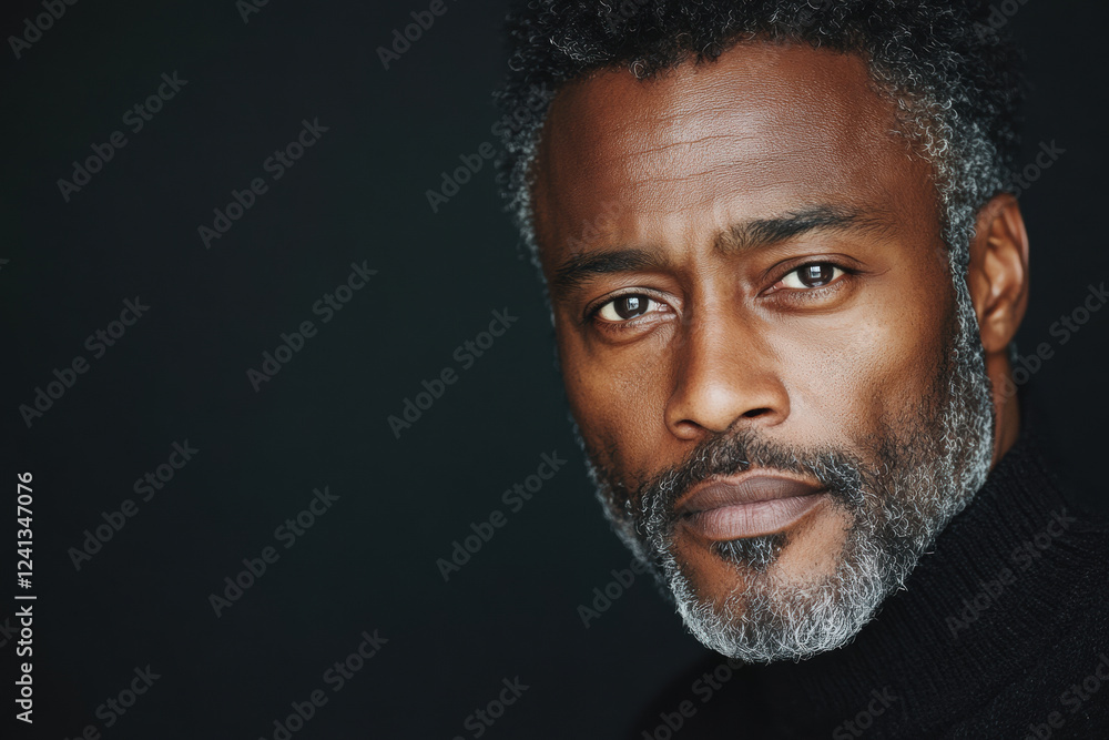 Portrait of a Mature Man with Salt and Pepper Beard Against Dark Background Portrait of a Mature Man with Salt and Pepper Beard Against Dark Background