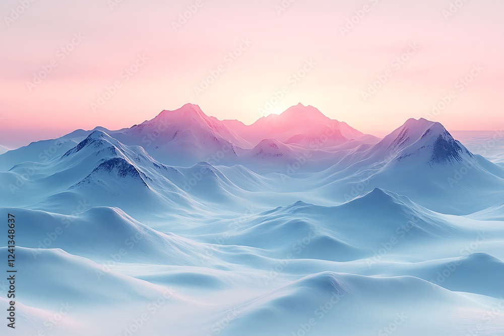 Serene Winter Mountain Range Sunrise Landscape Serene Winter Mountain Range Sunrise Landscape