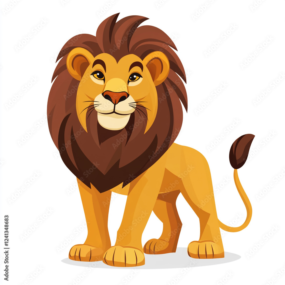 A cartoon illustration of a lion with a majestic mane. The lion's mane is depicted in vibrant shades of orange and brown, making it visually striking. A cartoon illustration of a lion with a majestic mane. The lion's mane is depicted in vibrant shades of orange and brown, making it visually striking.