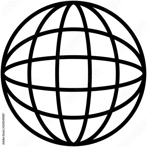 black outline web globe icon