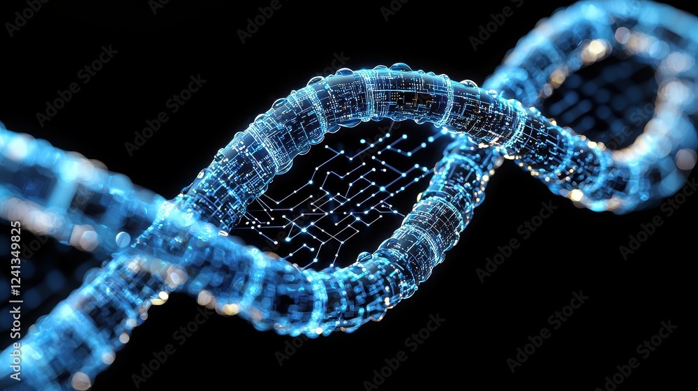 Futuristic DNA Strand Digital Circuitry Genetic Code Abstract Art Futuristic DNA Strand Digital Circuitry Genetic Code Abstract Art