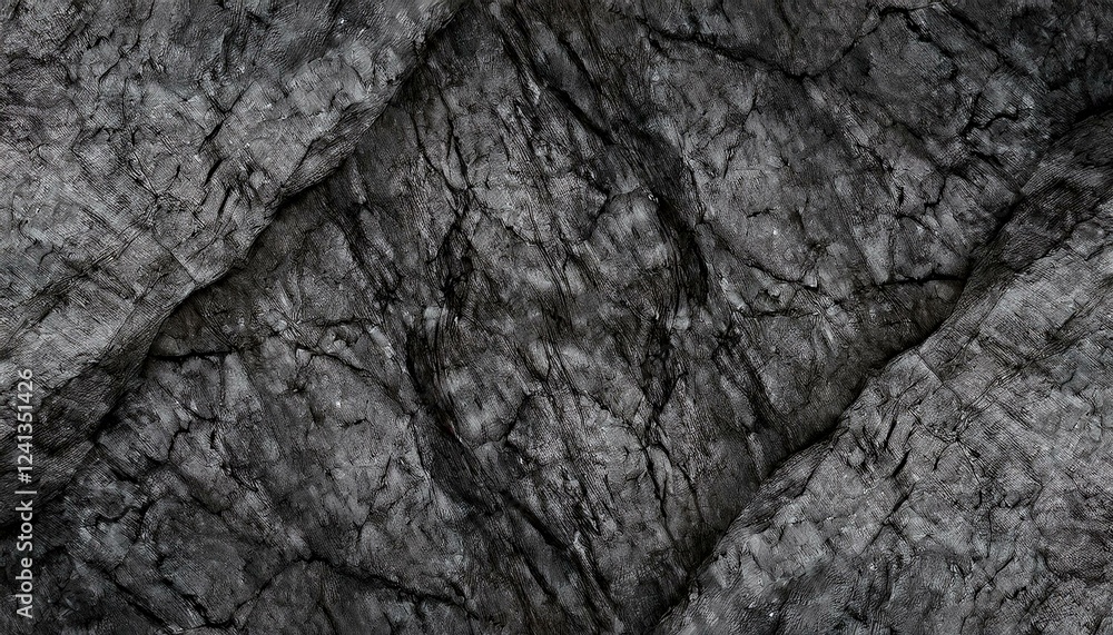 Black rock texture. Rough mountain surface with cracks. Close-up. Granite stone background with space for design. Web banner. Wide. Panoramic. Dark grey. Black rock texture. Rough mountain surface with cracks. Close-up. Granite stone background with space for design. Web banner. Wide. Panoramic. Dark grey.