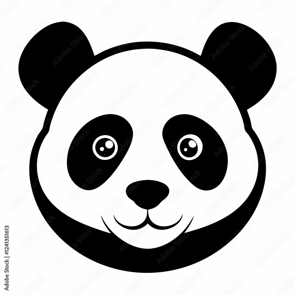 Black Silhouette of Panda Head Vector Black Silhouette of Panda Head Vector