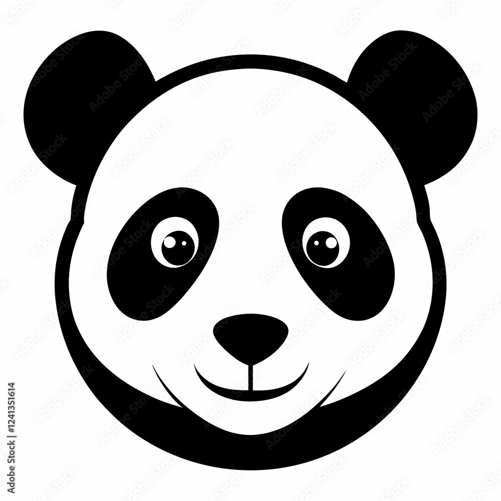 Black Silhouette of Panda Head Vector Black Silhouette of Panda Head Vector