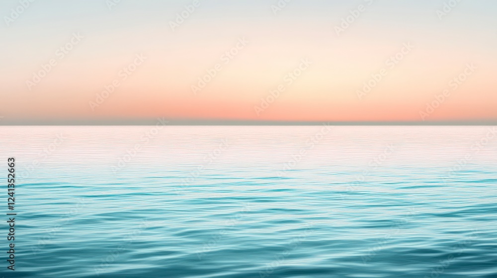 Fototapeta premium Serene Sunset Ocean Hues: A Peaceful Coastal Landscape