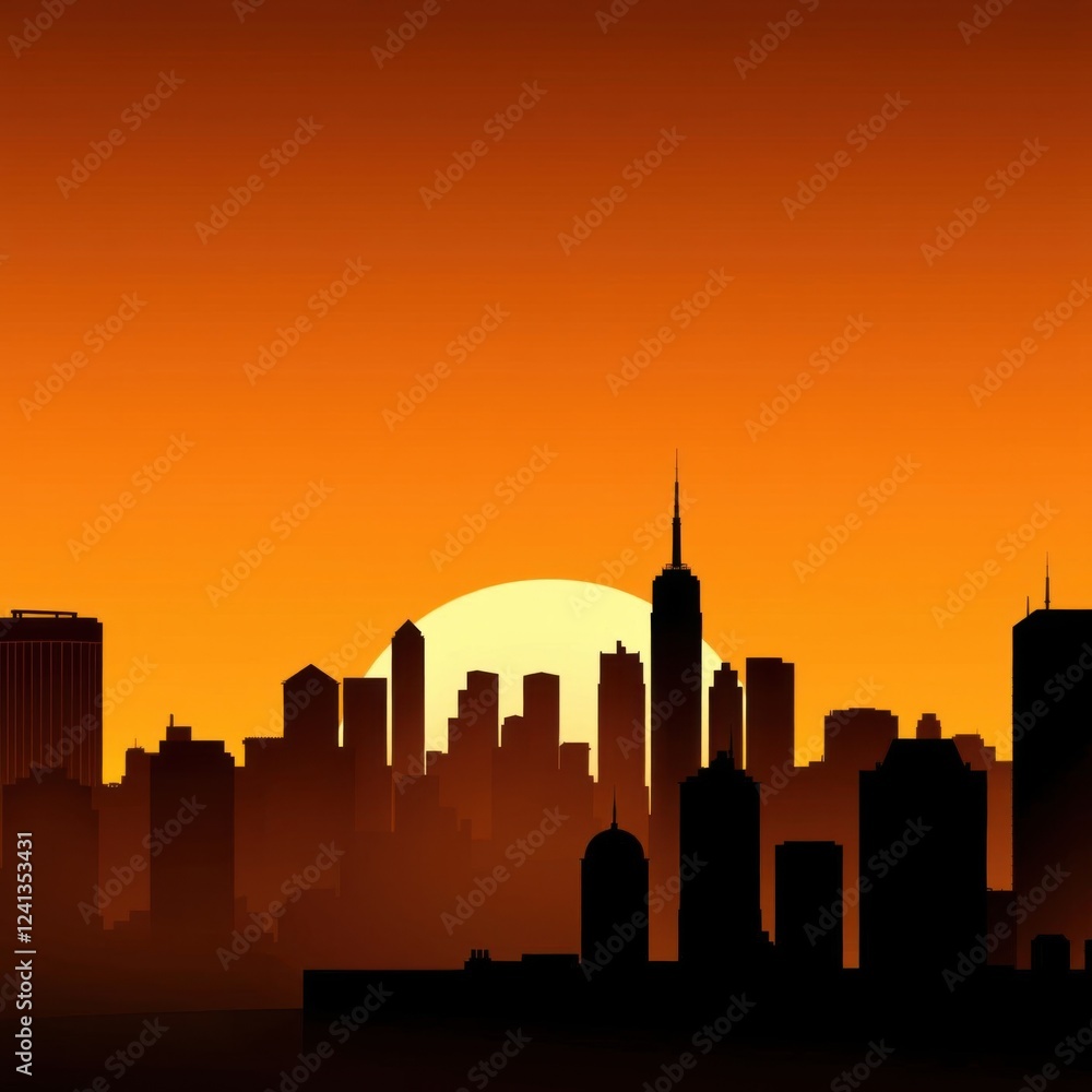 Abstract illustration of a city skyline at dusk highlighting skyscrapers against a colorful sunset background silhouetted skyline cityscape architecture illustration building city vector Abstract illustration of a city skyline at dusk highlighting skyscrapers against a colorful sunset background silhouetted skyline cityscape architecture illustration building city vector