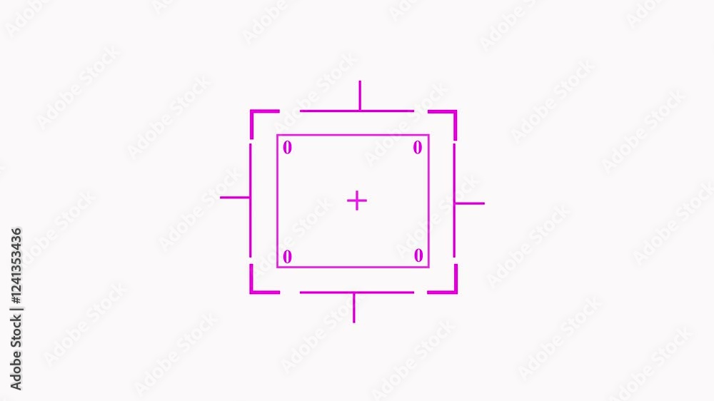 Loop in of formation of square radar display with target in sight in center on a white background Target searching scope and scanning element theme. Animated radar infographics. 4K.