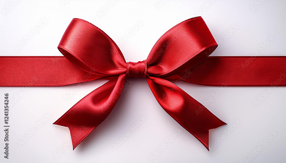 Fototapeta premium satin ribbon bow red shade isolated on white heritage