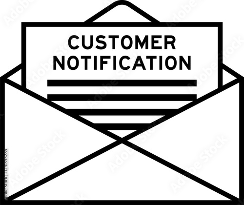 Envelope and letter sign with word customer notification as the headline