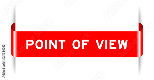 Red color inserted label banner with word point of view on white background