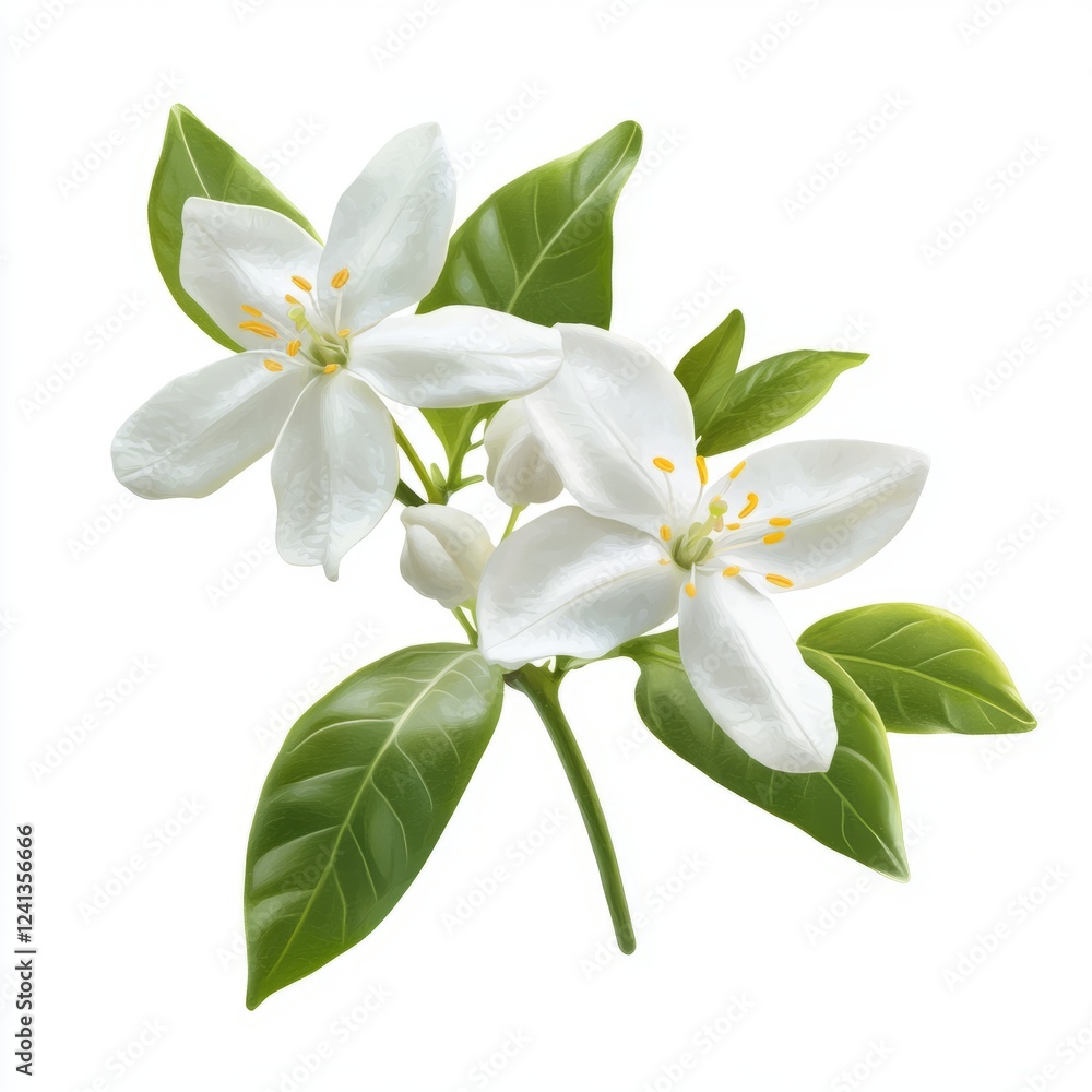 Fototapeta premium Delicate white blossoms on a flowering branch.