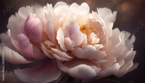a terrifi floral history with delicate petals of a blooming peony