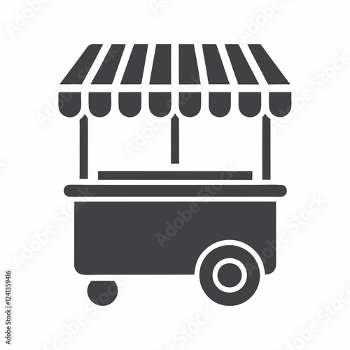 Food Stall Silhouette Mobile Vendor Cart Vector illustration.