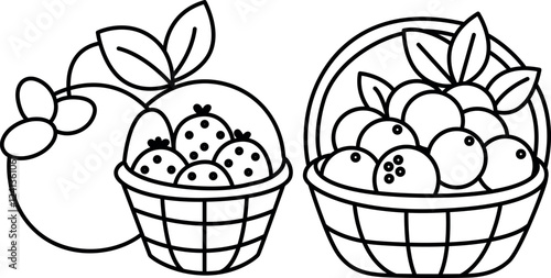 "Blueberry with Basket Coloring Pages – Fun and Printable Artwork for All Ages"