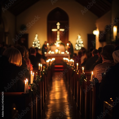 Christmas candlelight service church photography cozy atmosphere inside view spiritual reflection