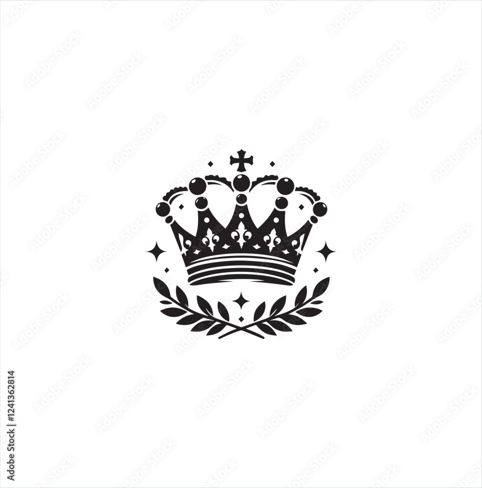 Black silhouette queen crown vector Black silhouette queen crown vector