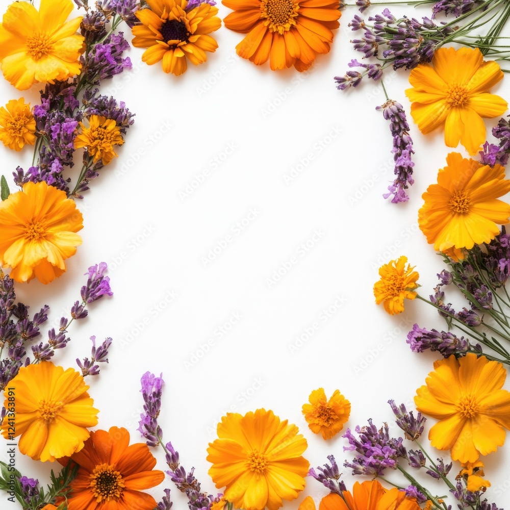 Obraz premium Flowers Create Circular Frame Decoration