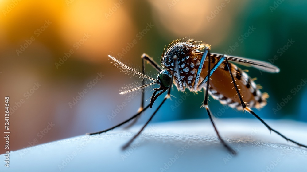 Aedes Aegypti Mosquito Close-Up: Detailed View of a Disease Vector Aedes Aegypti Mosquito Close-Up: Detailed View of a Disease Vector