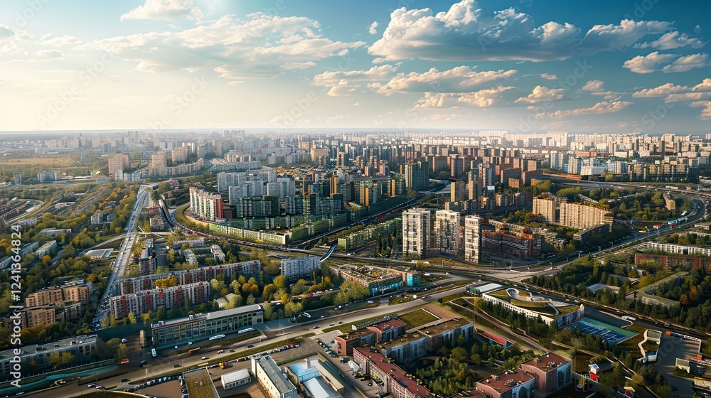 Fototapeta premium aerial view of buildings in the city, buildings in city