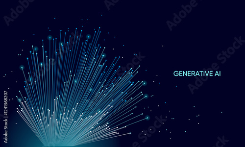 Illustration of abstract stream. Artificial intelligence. Big data, technology, AI, data transfer, data flow, large language model, generative AI