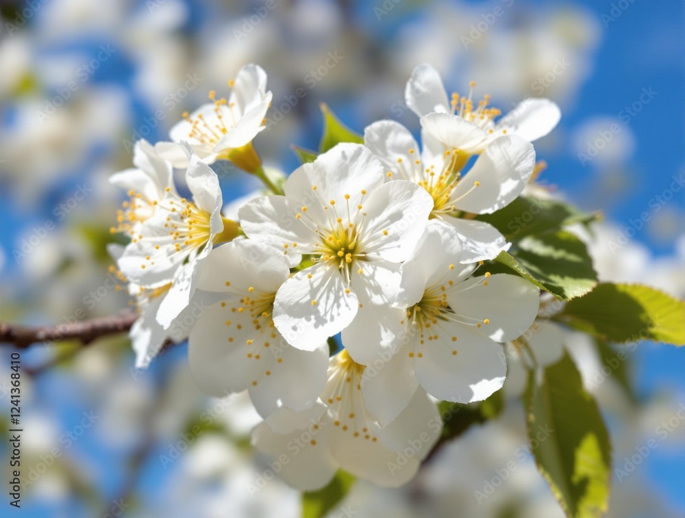 white cherry blossoms flourish on a tree against a backdrop of a blue sky white cherry blossoms flourish on a tree against a backdrop of a blue sky