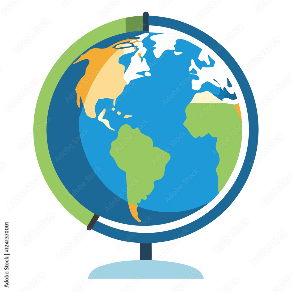 A globe showcases all major continents and oceans, highlighting geographical features with vibrant colors. The white background emphasizes the globe's detailed design A globe showcases all major continents and oceans, highlighting geographical features with vibrant colors. The white background emphasizes the globe's detailed design