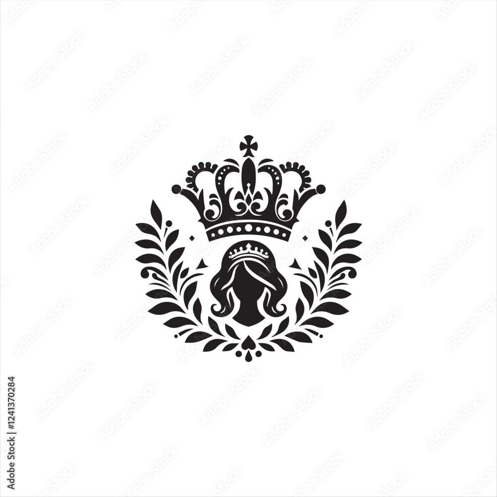 Fototapeta premium Black silhouette queen crown vector