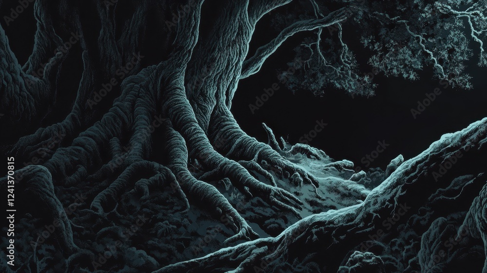 Ancient Trees Roots Enveloping Dark Earth Ancient Trees Roots Enveloping Dark Earth