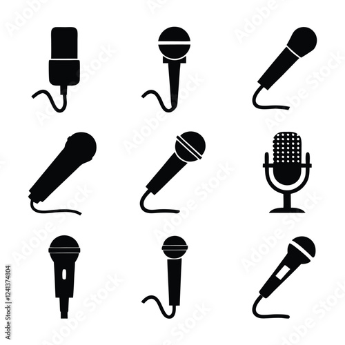 Collection of Various Microphone Icons silhouette 3