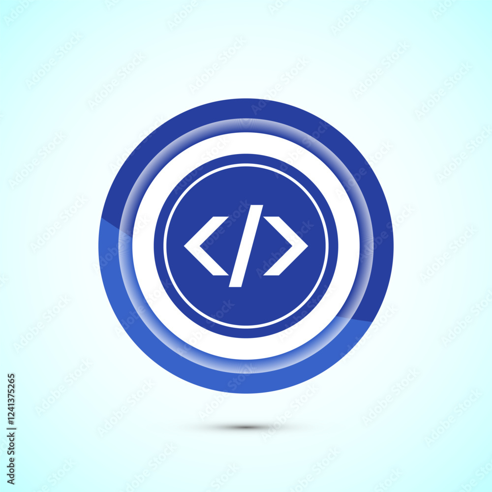 Coding icon design illustration, Web development icon, Blue color button design Coding icon design illustration, Web development icon, Blue color button design