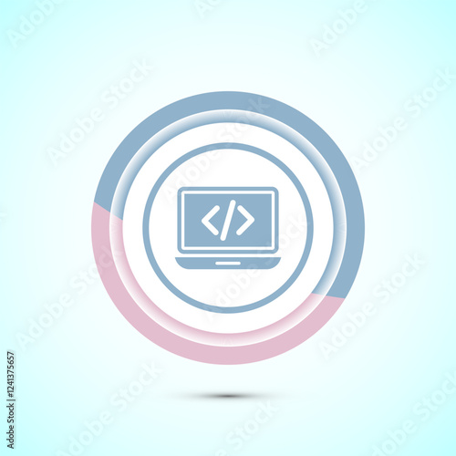 Coding icon design illustration, Web development icon, Pastel color button design