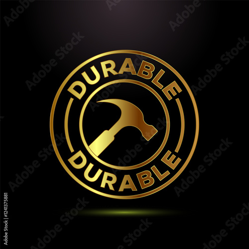 Durable icon design illustration, Durable logo badge for product design element. Gold color style