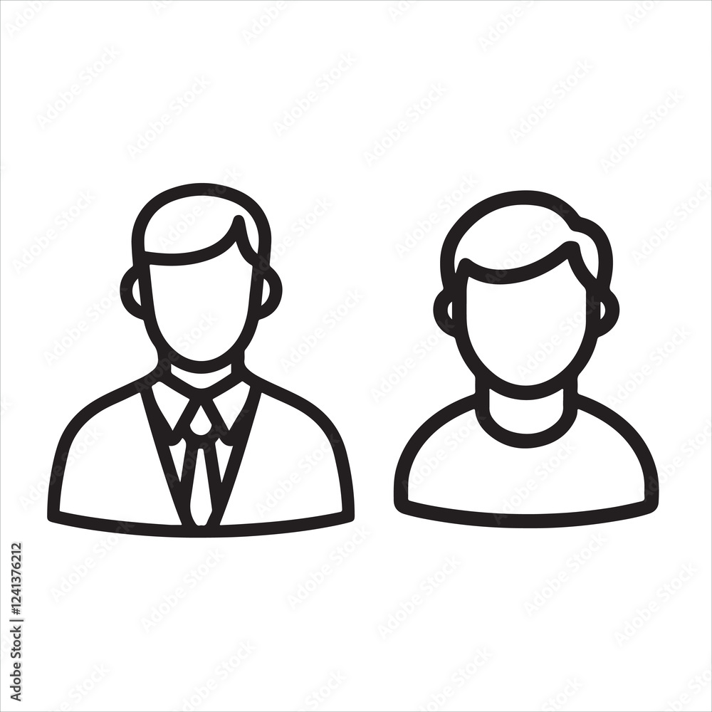 Thin line User or Profile icon silhouette on white background
Thin line User or Profile icon silhouette on white background