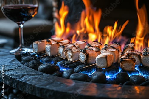 Marshmallows roasting over an open fire a perfect autumn evening treat