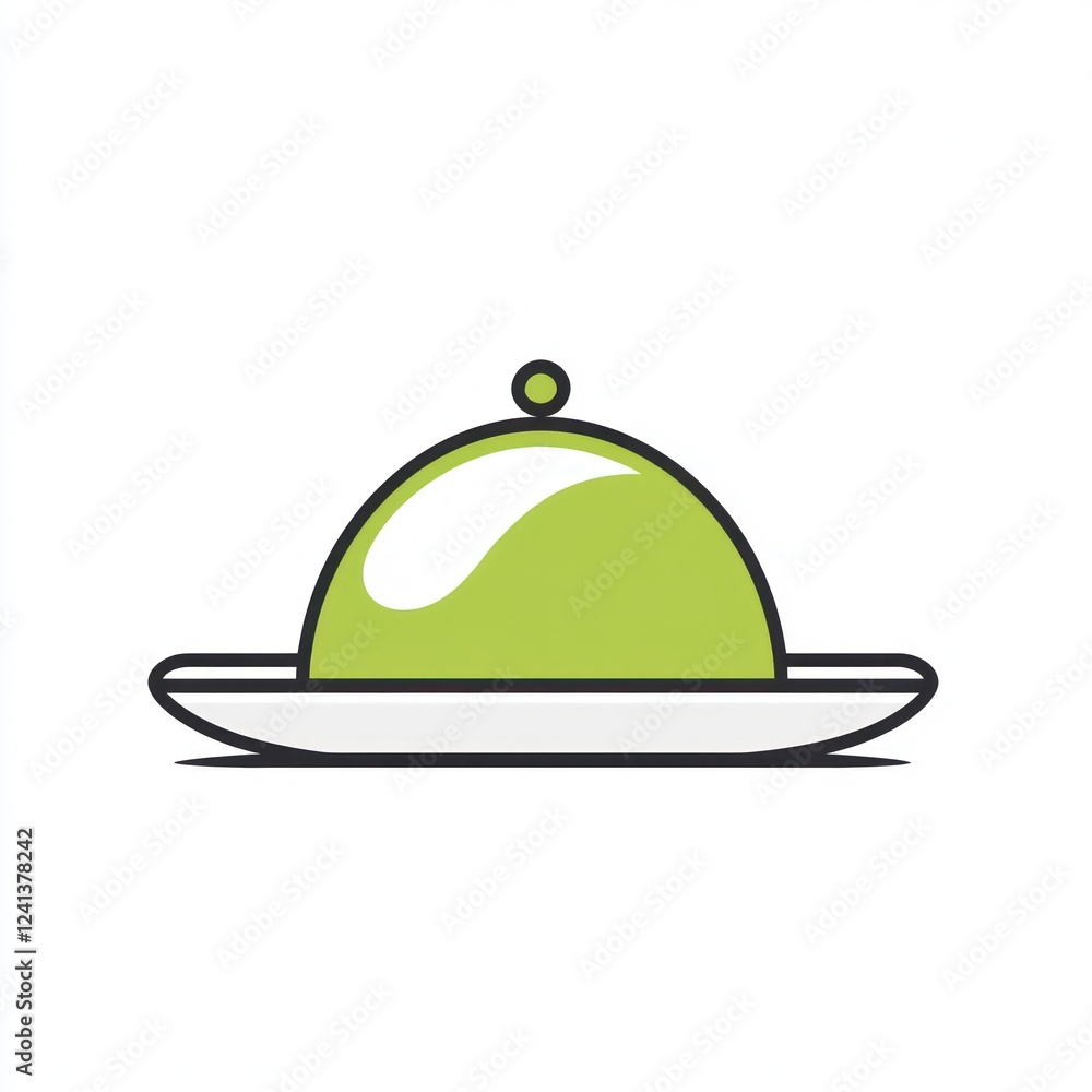 Fototapeta premium Green cloche on platter, restaurant food service