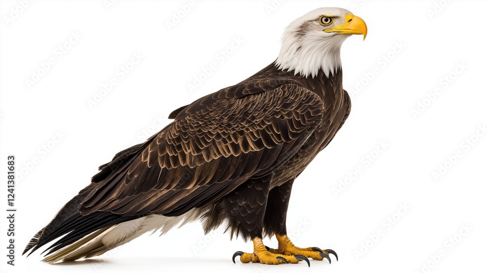 Majestic bald eagle on white backdrop. Majestic bald eagle on white backdrop.