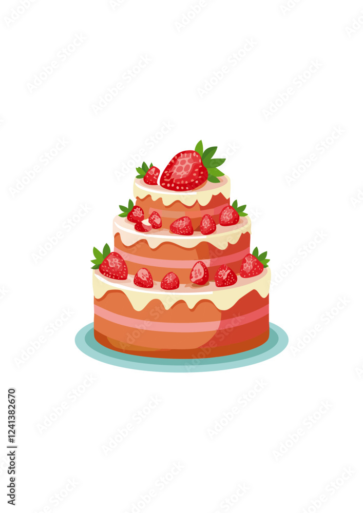 vektor grafik einer leckeren Erdbeere Torte mit sahne creme vektor grafik einer leckeren Erdbeere Torte mit sahne creme