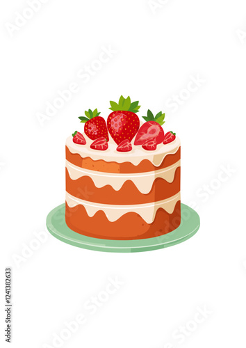 vektor grafik einer leckeren Erdbeere Torte mit sahne creme